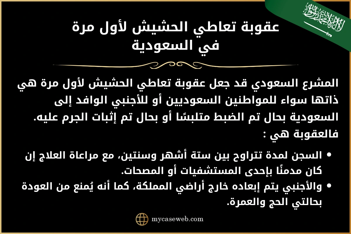 عقوبة تعاطي الحشيش لأول مرة في السعودية
