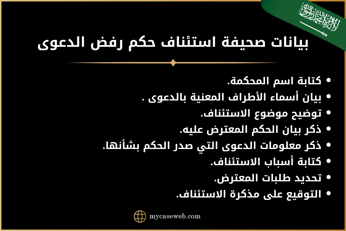 صحيفة استئناف حكم رفض الدعوى